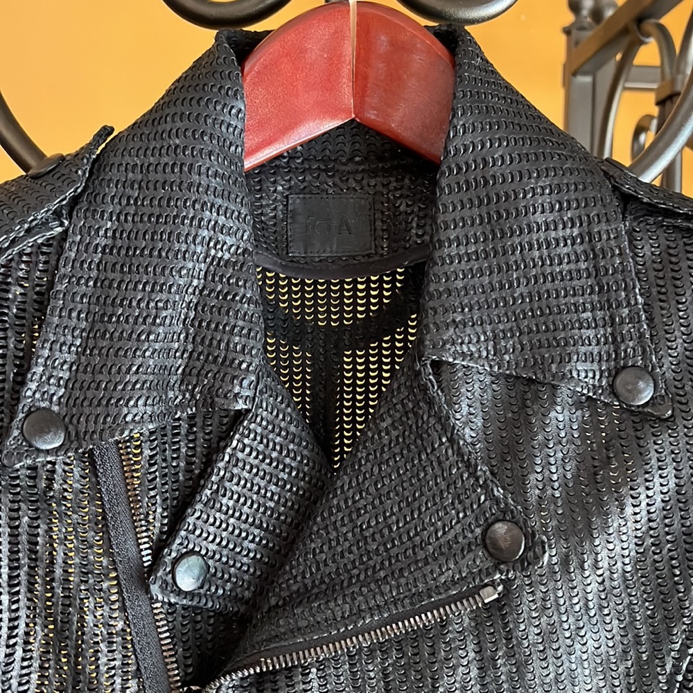 RtA DENIM Lamb Black Biker Vest - Picture 2 of 9